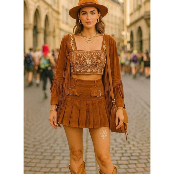 Jacqui E Tops - Jacquie The Label Matisse Faux Suede Brown Suede Top NWT